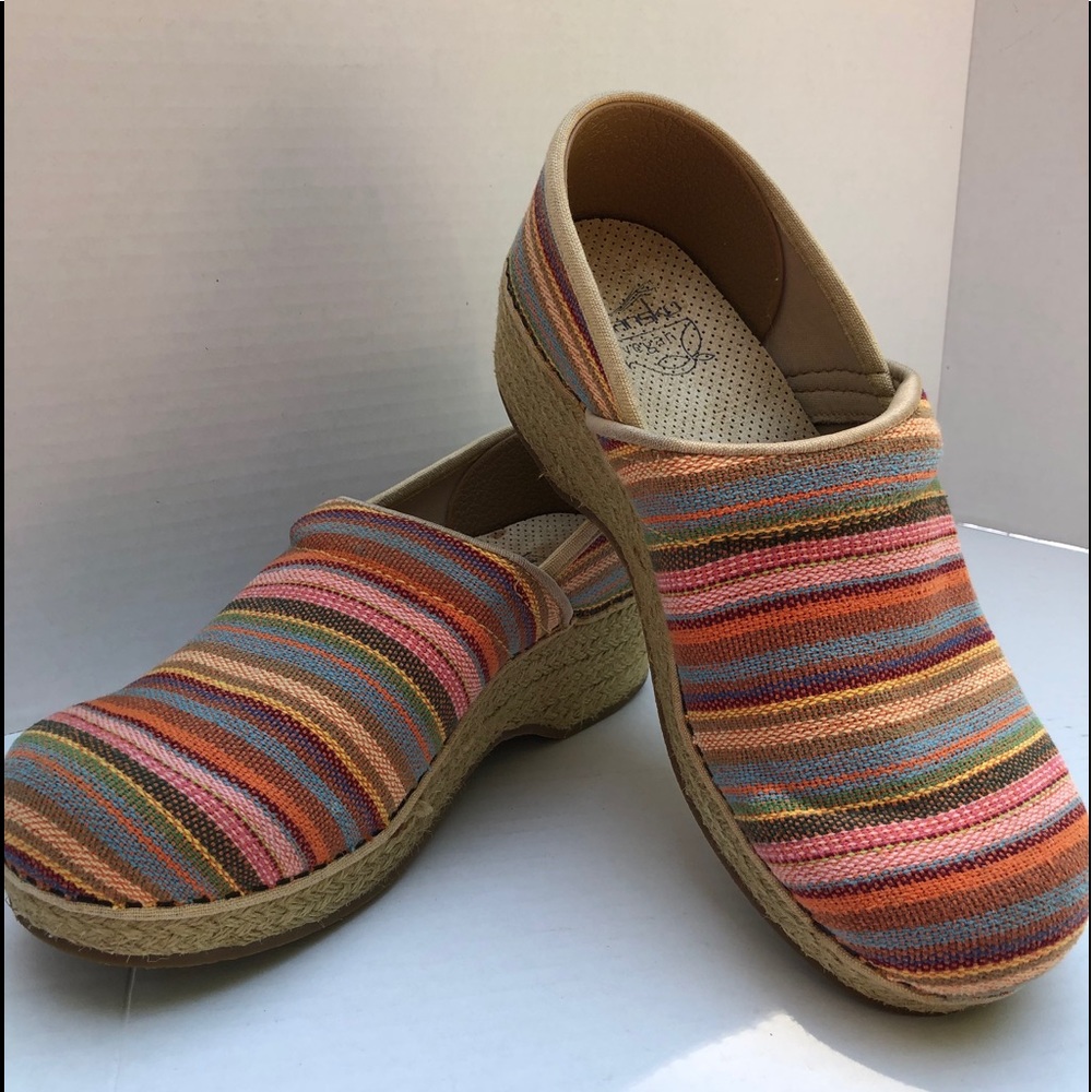 Dansko Vegan Striped Clogs Wedge  Shoes